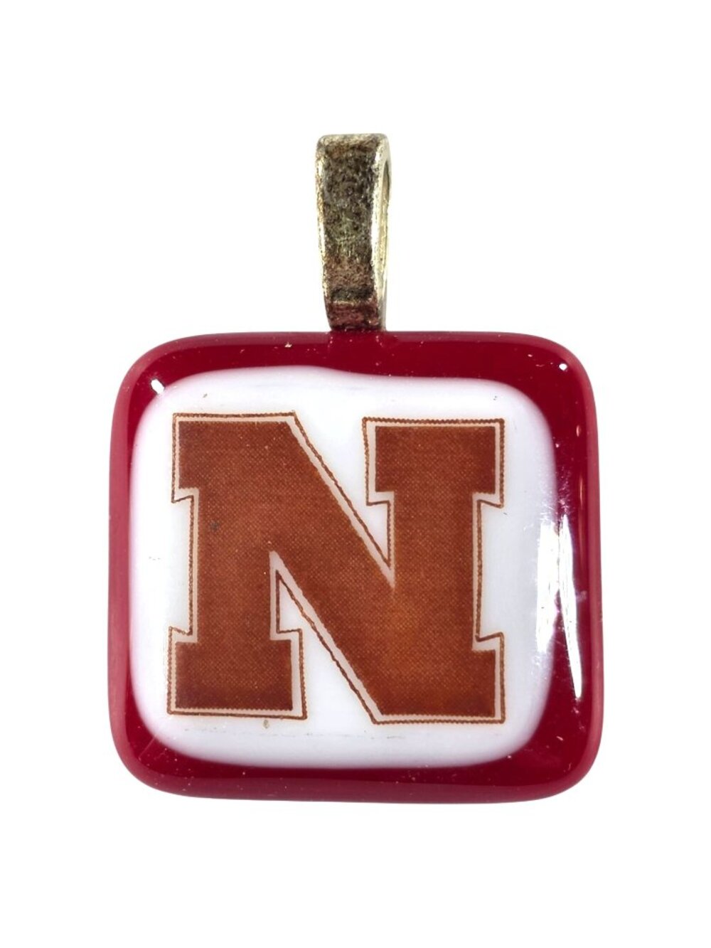 University Of Nebraska Red White Pendant Square Glass College Souvenir Jewelry